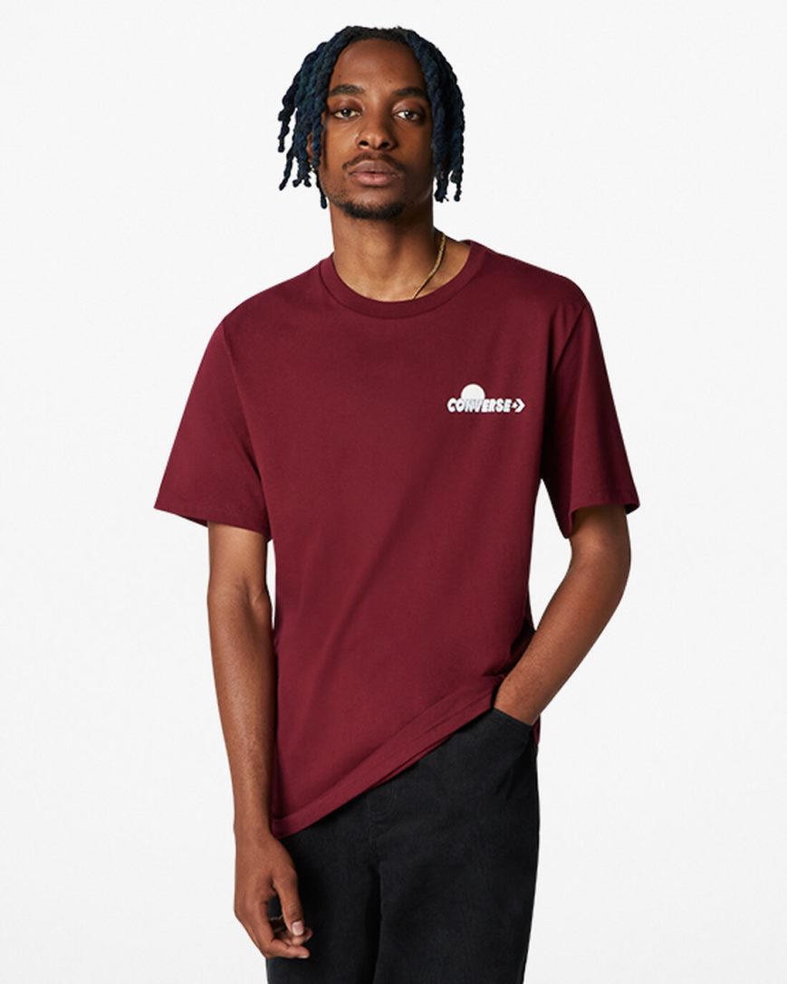 Men\'s Converse Moon Mountain Graphic T-Shirts Dark Red | AU 51C43L